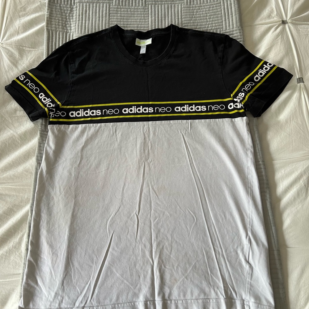 Adidas Neo Black and White Tee with Neon Accents